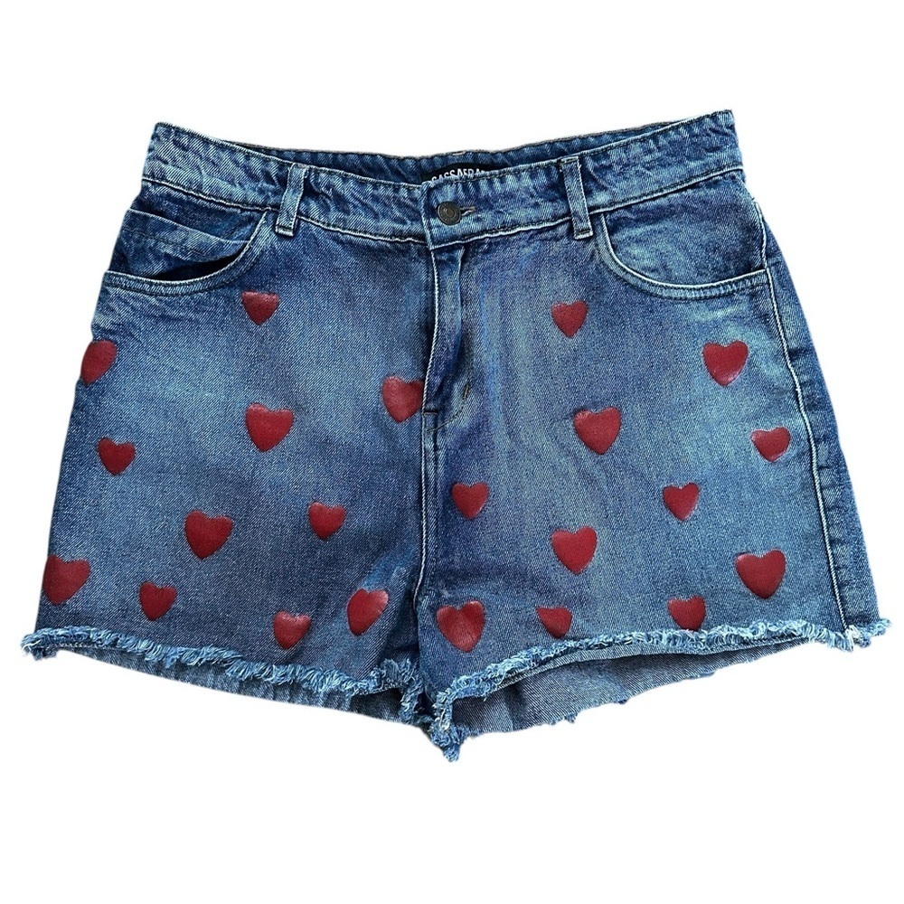 Sassafras Heart-Print Denim Shorts – Women’s L - Picture 2 of 9